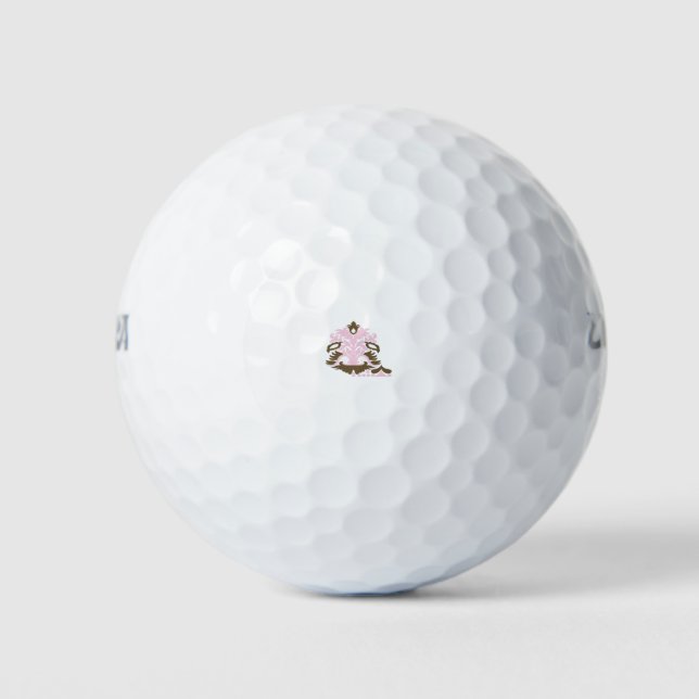 Magenta-Red, Yellowish Orange  decorative Golf Balls (Front)