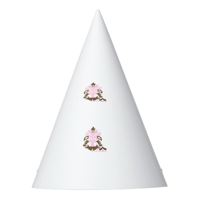 Magenta-Red, Yellowish Orange  decorative Party Hat (Front)