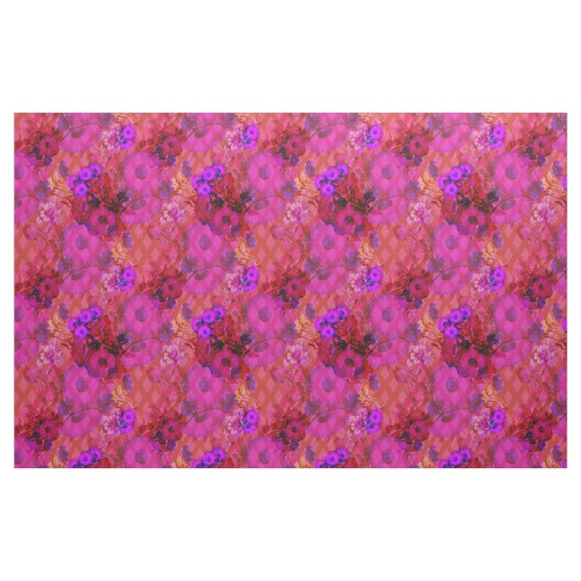 magenta retro floral fabric (Fat Quarter)