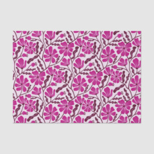 Magenta Retro Floral Pattern Tissue Paper