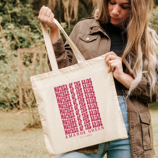 Magenta Retro Personalised Mother of The Bride Tote Bag (Creator Uploaded)
