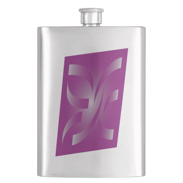 Magenta ribbons hip flask (Front)