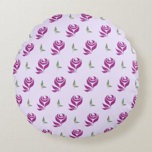 Magenta Roses Floral Design Round Pillow