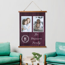 Magenta Rustic Family Monogram Photo