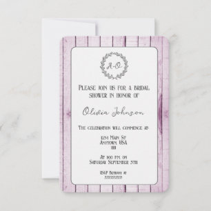Magenta Rustic Monogram Bridal Shower Invitation