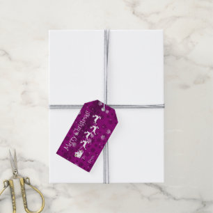 Magenta Santa's Sleigh and Reindeer Gift Tag