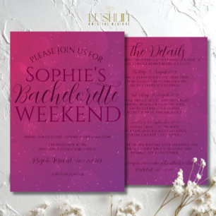 Magenta shade Bachelorette weekend & details Invitation