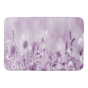 Magenta Shaded Wild Flowers Bath Mat