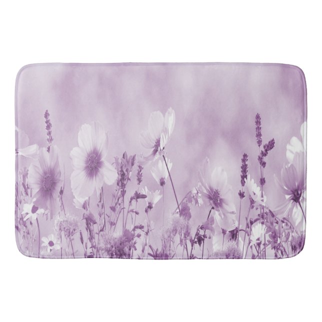 Magenta Shaded Wild Flowers Bath Mat (Front)