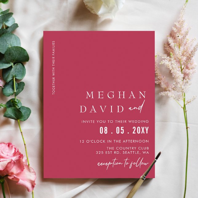 Magenta Simple Elegant Modern Wedding Invitation (Creator Uploaded)