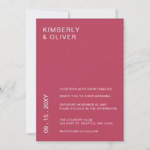 Magenta Simple Elegant Modern Wedding  Invitation