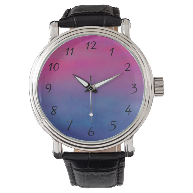 Magenta Sky Abstract Landscape Watch (Front)
