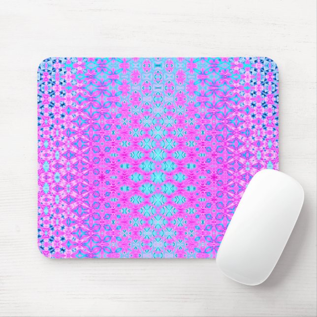 Magenta, Sky Blue, and Navy Geometric Mouse Pad (With Mouse)