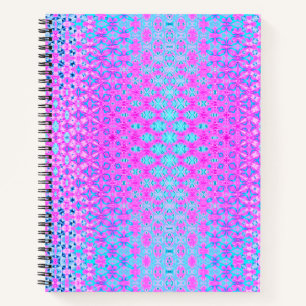 Magenta, Sky Blue and Navy Geometric Notebook