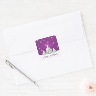 Magenta Snowy Christmas Tree Sticker