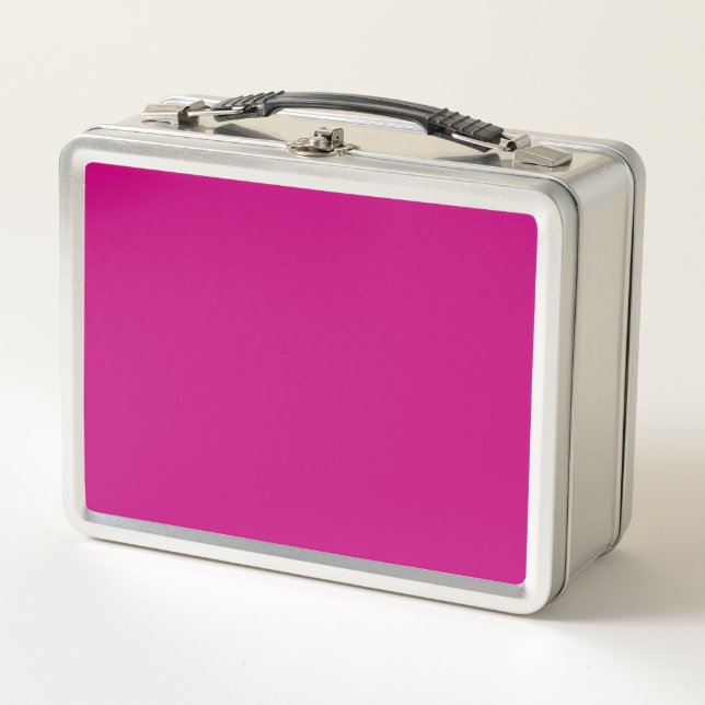 Magenta (solid colour)  metal lunch box (Front)