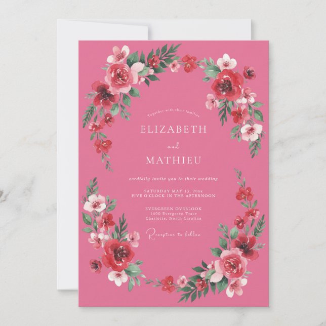 Magenta Splendid Summer Wedding Invitation (Front)