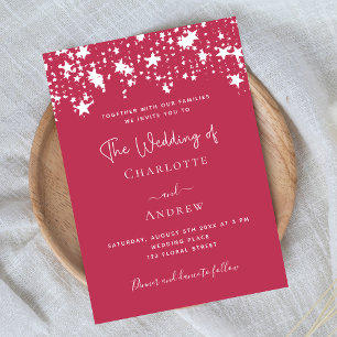 Magenta stars elegant wedding invitation postcard