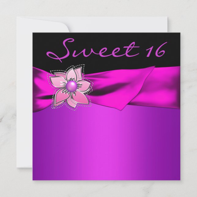 Magenta Sweet 16 Party Invitation (Front)