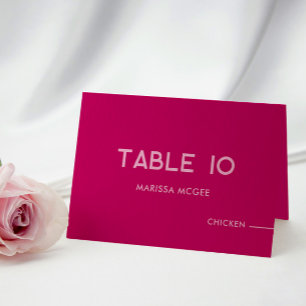Magenta Table, Name and Meal Choice Place Card