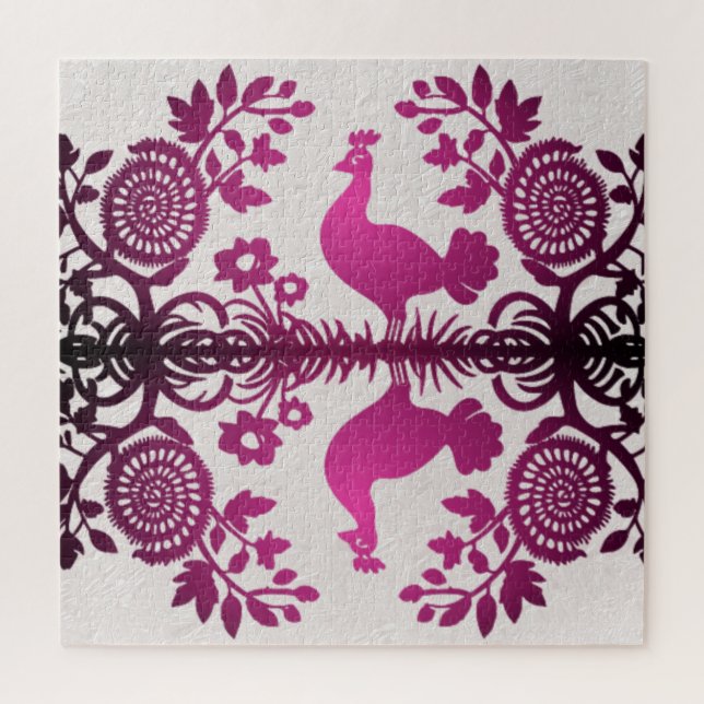 Magenta Thanksgiving Turkey Floral Jigsaw Puzzle (Vertical)