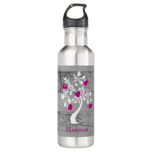 Magenta Tree of Hearts Personalised 710 Ml Water Bottle
