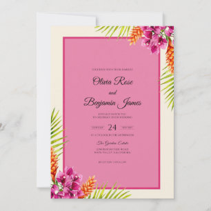 Magenta Tropical Orchid Wedding Invitation