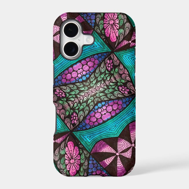 Magenta Turquoise Black Purple 80s Micro Doodle  (Back)
