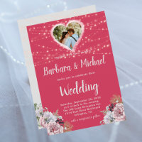 Magenta Twinkle Lights Photo Floral Wedding