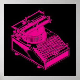 Magenta Type Writing Machine Poster