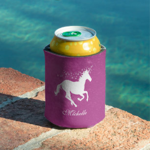 Magenta Unicorn Personalised Can Cooler