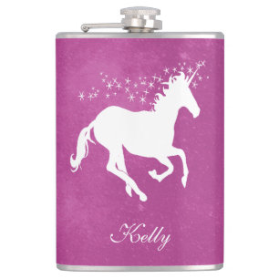 Magenta Unicorn Personalised Flask
