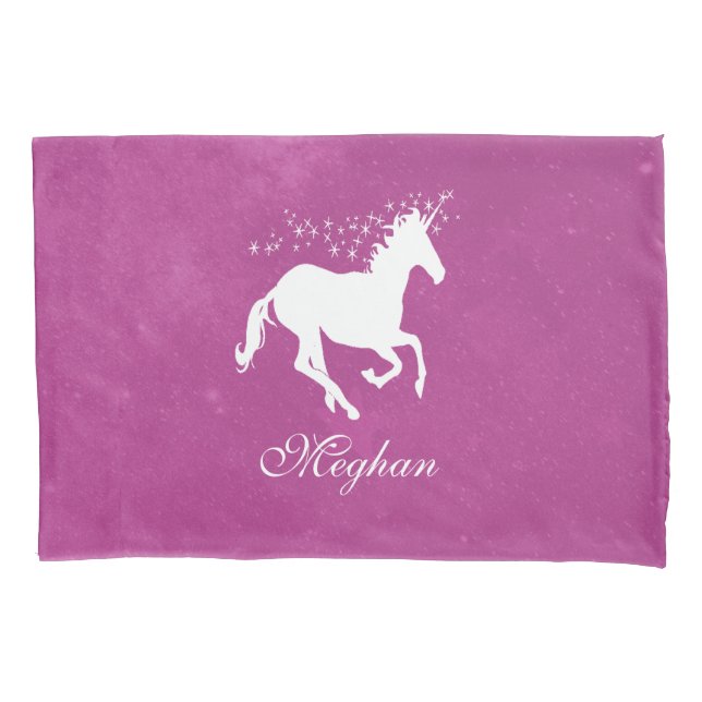 Magenta Unicorn Personalised Pillowcase (Front)