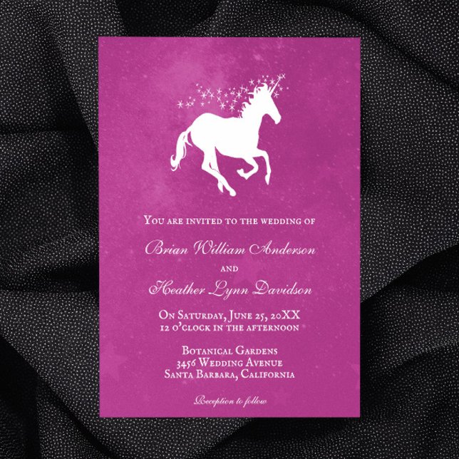 Magenta Unicorn Wedding Invitation (Magenta Unicorn Wedding Invitation)