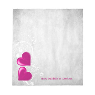 Magenta Valentine Hearts Personalised Notepad