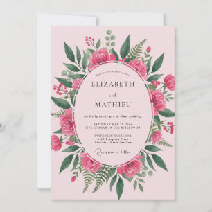 Magenta Verdant Foliage Eucalyptus Wedding Invitation