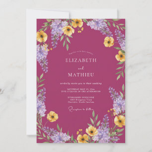 Magenta Vibrant Botanical Wedding Invitation