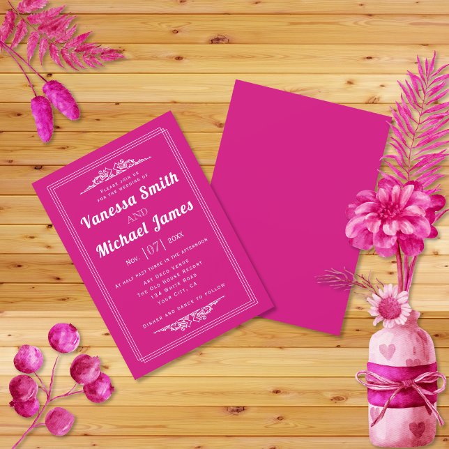 Magenta vintage elements and border wedding invitation (Creator Uploaded)