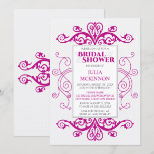 Magenta Vintage Swirls Bridal Shower Invitation