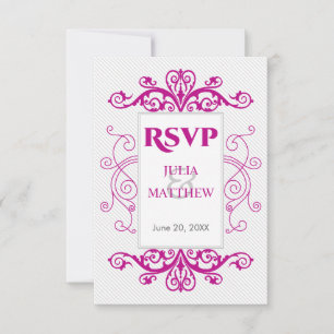 Magenta Vintage Swirls RSVP Card