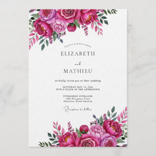Magenta Vivid Bloom Wedding Invitation