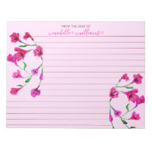 Magenta Watercolor Flowers Lined Personalised