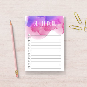 Magenta Watercolor Personalised To-Do List Post-it Notes