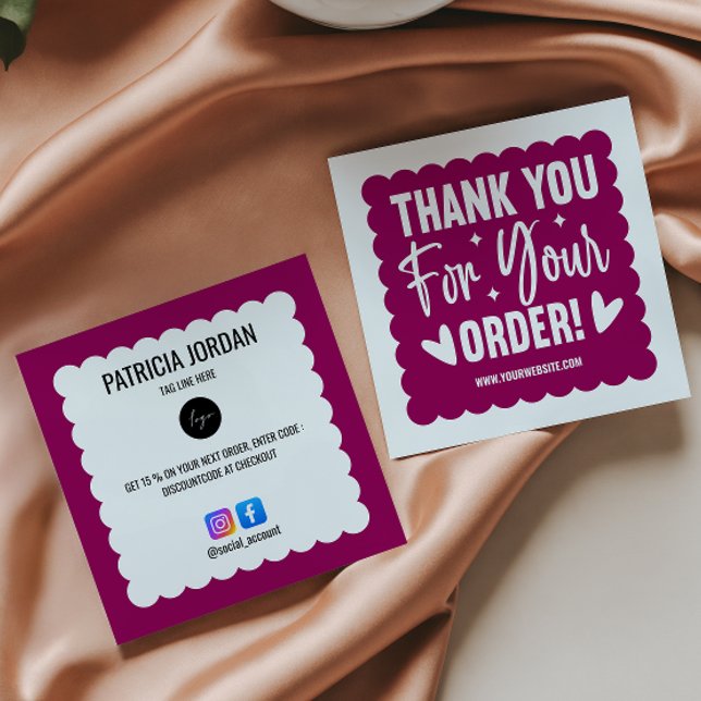 Magenta Wave Order Thank you LOGO Social Icon  Square Business Card (Creator Uploaded)