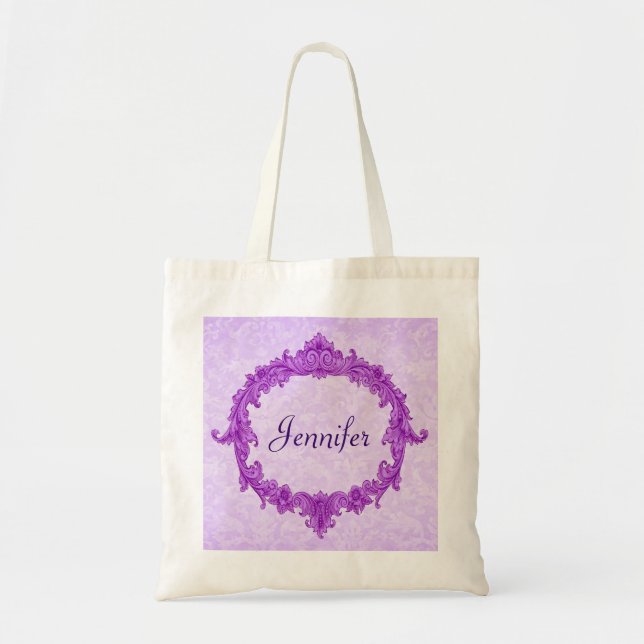Magenta Wedding Damask Bridesmaid Bag (Front)