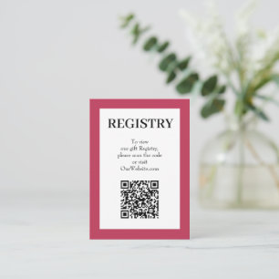 Magenta Wedding Registry QR Code Enclosure Card