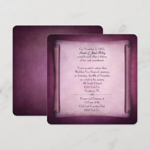 Magenta Wedding Vow Renewal Scroll Invitation