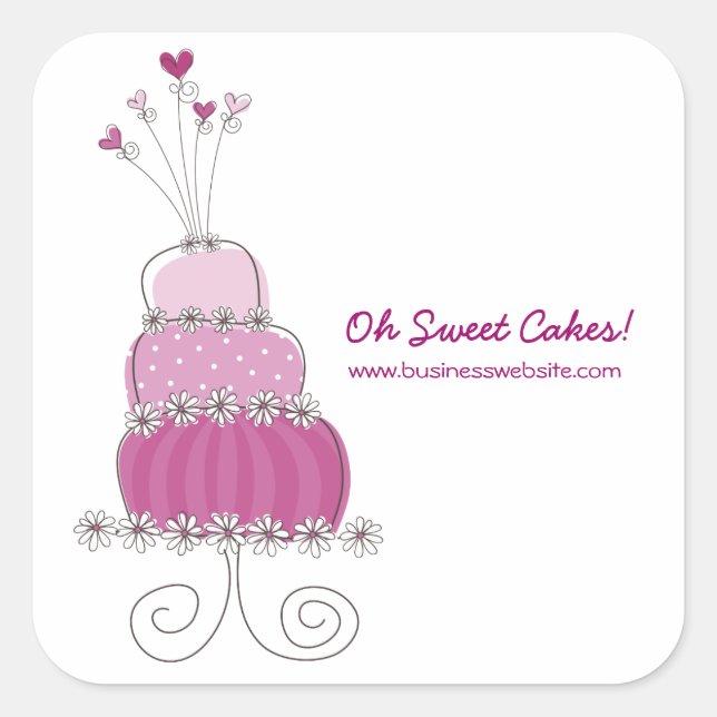 Magenta Whimsical Chic Wedding Cake Sticker (Front)