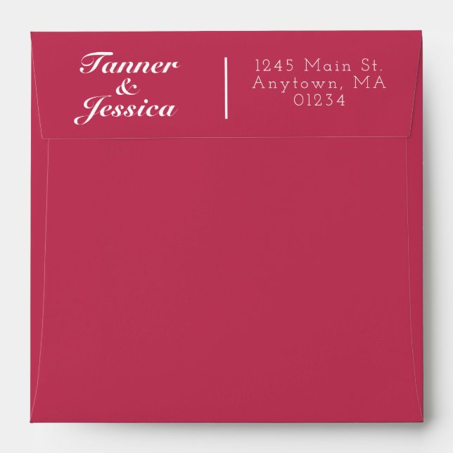 Magenta & White Minimalist Wedding   Envelope (Back (Top Flap))