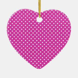 Magenta, White Polka Dots Ceramic Tree Decoration